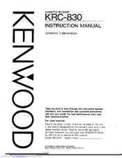 Kenwood KRC-830 Instruction Manual