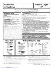 GE DuraDrum GTDL200EMWW Installation Instructions Manual