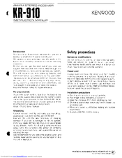 Kenwood KR-910 Instruction Manual
