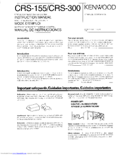 Kenwood CRS-155 Instruction Manual