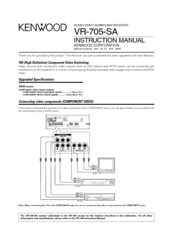 Kenwood VR-705-SA Instruction Manual