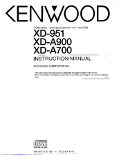 Kenwood XD-A900 Instruction Manual