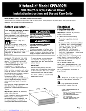 KitchenAid KPEC992M Installation Instructions And Use And Care Manual