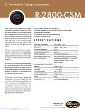 Klipsch R-2800-CSM Specifications