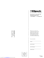 Klipsch KSW-15 Manuals | ManualsLib