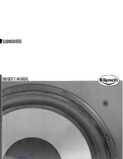Klipsch RSW-10 Owner's Manual
