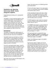 Knoll MA201 Installation And Operating Instructions