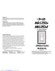 Knoll MR1250V Operation Manual