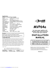 Knoll MVP64A Installation Manual