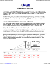 Knoll HD110 Throw Distance Manual