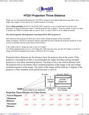 Knoll HT221 Technical Information