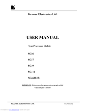 Kramer SG-6 User Manual