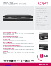 LG RC797T -  - DVDr/ VCR Combo Specifications