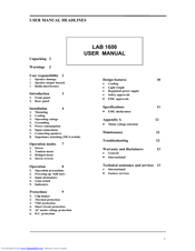 Lab.gruppen LAB 1600 User Manual