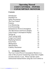 La Crosse Technology COST CONTROL 3362 Operating Manual