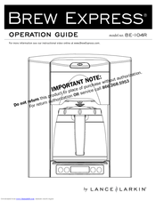 Lance-Larkin Brew Express BE-104R Operation Manual