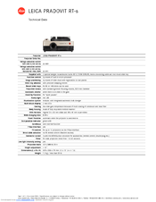 Leica PRADOVIT RT-s Specifications