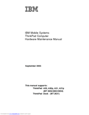 Lenovo Thinkpad A31 Manuals Manualslib