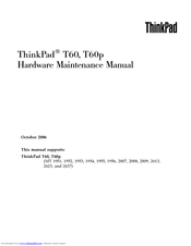 Lenovo ThinkPad T60 2007 Hardware Maintenance Manual