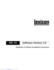 Lexicon MC-12 V3.0 - HARDWARE Hardware Installation Instructions