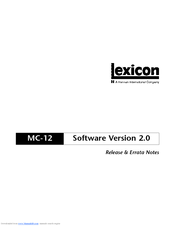 Lexicon MC-12 V2.0 - S REV 2 Release Note