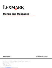 Lexmark 22R0010 - C 500n Color Laser Printer Menus And Messages Manual