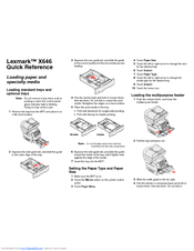 Lexmark X646 Quick Reference Manual