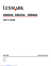 Lexmark 19Z0100 - X 860de 3 B/W Laser User Manual