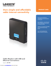 Linksys CM100 - Cable Modem With USB Product Data