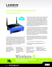 Linksys WRT54GP2A-AT - Wireless-G Broadband Router Wireless Product Data
