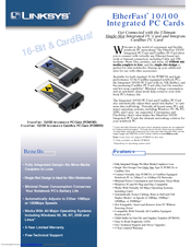 Linksys PCM200 - EtherFast 10/100 32-Bit Integrated CardBus PC Card Specifications