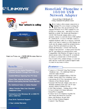 Linksys USB100H1 Specifications