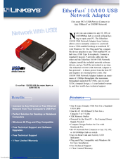 Linksys USB100TX - EtherFast 10/100 USB Network Adapter Specifications