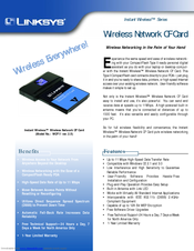 Linksys WCF11 - Wireless CompactFlash Card Type II Specifications