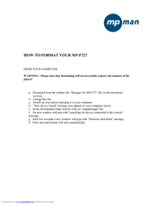 MPMan MP-F72 Supplementary Manual