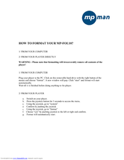 MPMan MP-FOL10 Supplementary Manual