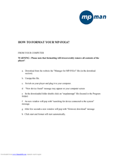MPMan MP-FOL6 Supplementary Manual