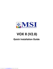 MSI VOX II Quick Installation Manual