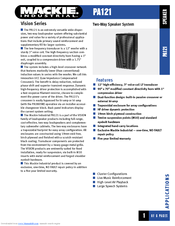 Mackie PA121 Specifications