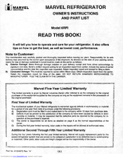 Marvel 6RFI Owner's Instructions Manual