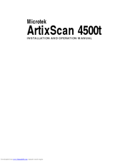 Microtek ArtixScan 4500t Installation And Operation Manual