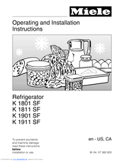 Miele K 1911 SF Operating And Installation Instructions