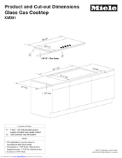 Miele KM 391 LP Product And Cut-Out Dimensions