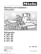 Miele K 1901 SF Operating And Installation Manual