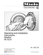 Miele Touchtronic W 1213 Operating And Installation Instructions