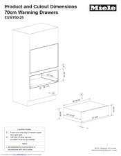 Miele ESW700-25 FB Product And Cut-Out Dimensions