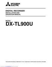 Mitsubishi Electric DX-TL900U Installation And Operation Manual