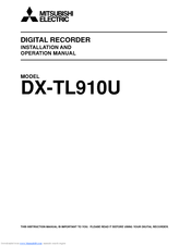 Mitsubishi Electric DX-TL910U Installation And Operation Manual
