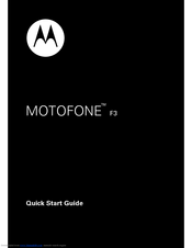 Motorola MOTOFONE F3 Quick Start Manual