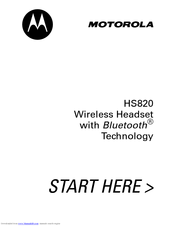 Motorola HS820 - Headset - Over-the-ear Start Here Manual